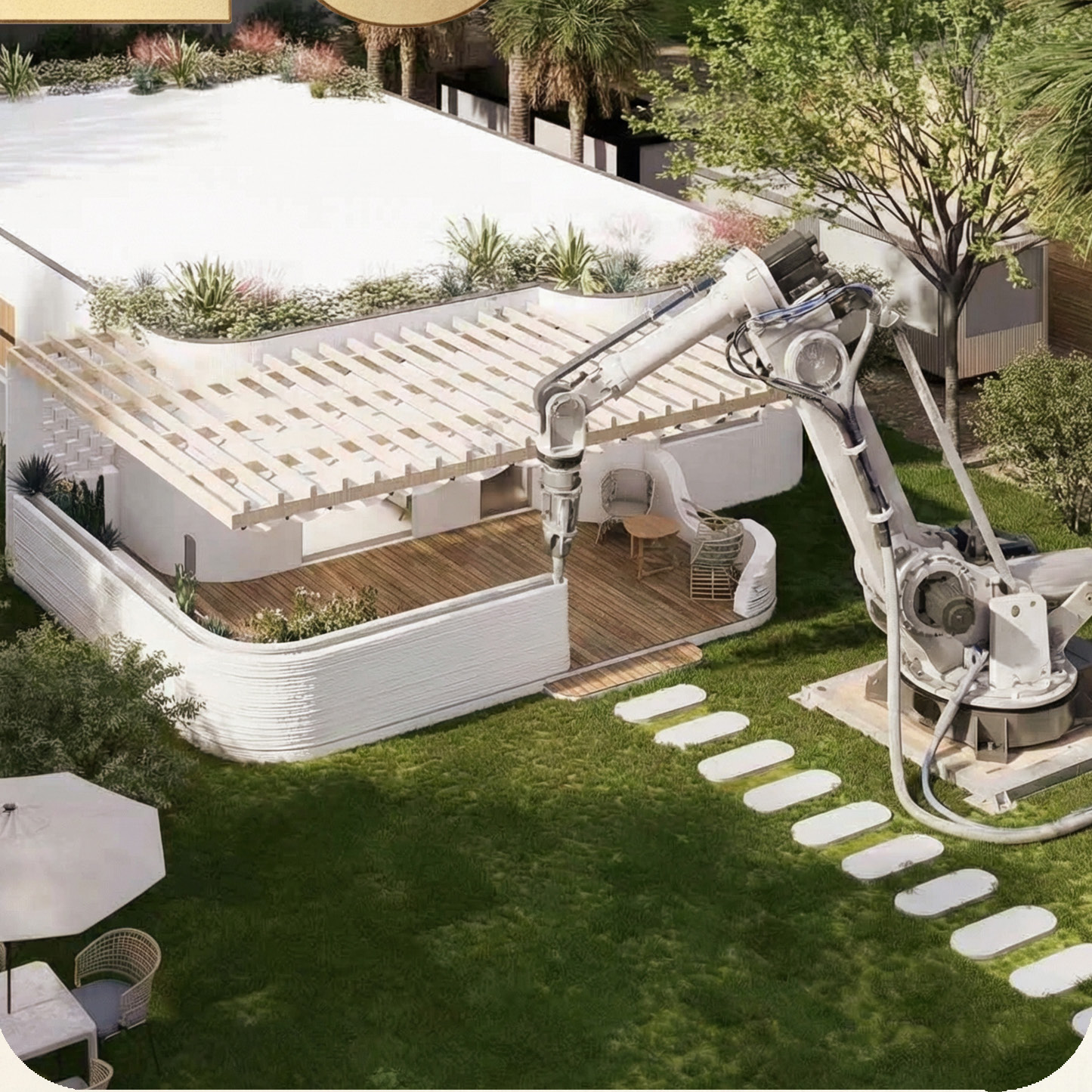 Robotic concrete extrusion on site